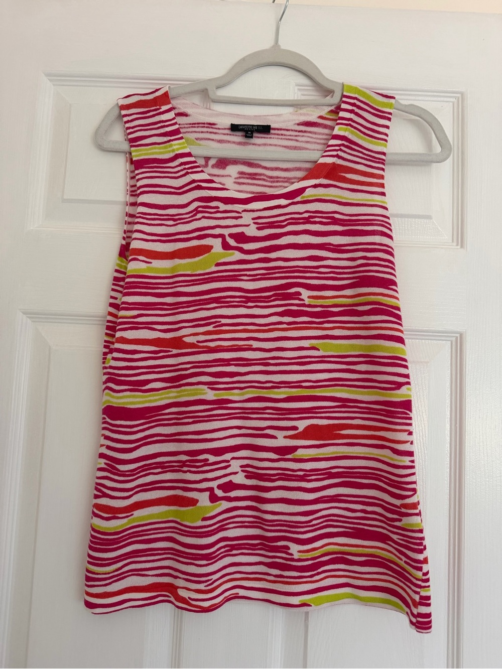 Lafayette 148 New York Pink & White Striped Knit Top